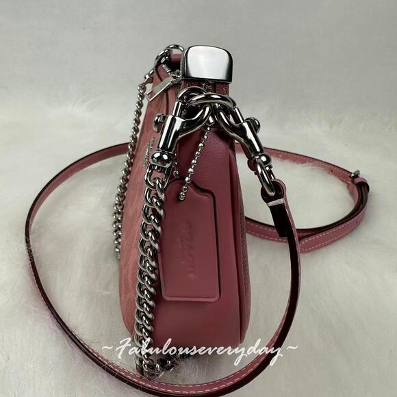 Coach Teri Mini Crossbody Bag In Signature Canvas In Sv/Dusty Pink CW323 NWT - Picture 3 of 8